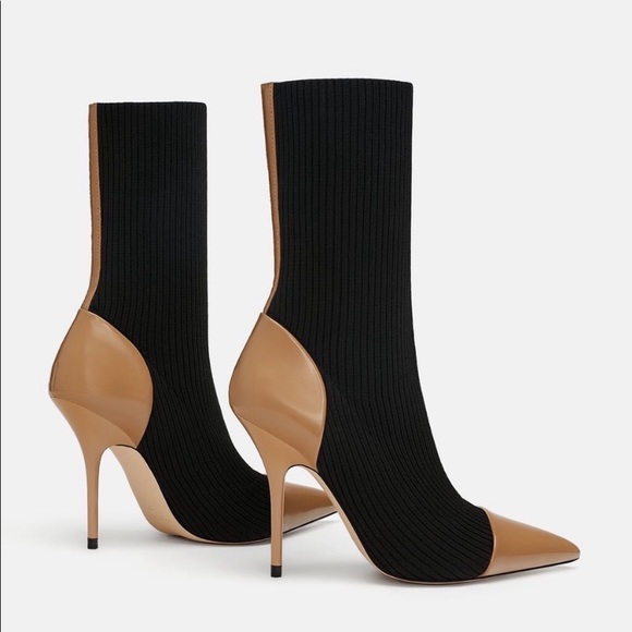 Zara Color Block Combined Sock Style Boots - Picture 2 of 4